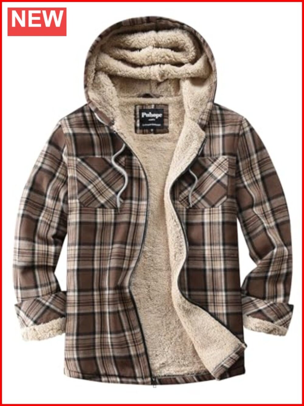 Womens Sherpa Lined Flannel Plaid Fleece Zip Up Hooded Jacket